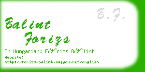 balint forizs business card